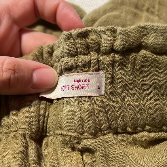 High Rise Soft Short (SO) Junior Women Olive Green Camp Shorts - Picture 3 of 5